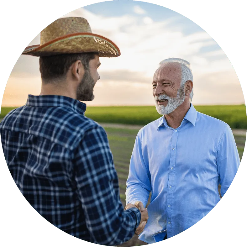 Agricultural producers meeting in the field